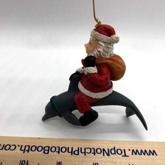 Santa Claus Riding Dolphin Ornament - Picture 6 of 7